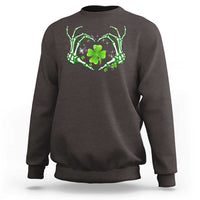 Skeleton Hand Heart Shamrock St Patricks Day Sweatshirt