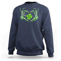 Skeleton Hand Heart Shamrock St Patricks Day Sweatshirt
