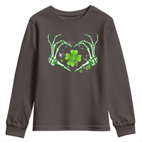 Skeleton Hand Heart Shamrock St Patricks Day Youth Sweatshirt