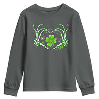 Skeleton Hand Heart Shamrock St Patricks Day Youth Sweatshirt