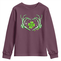 Skeleton Hand Heart Shamrock St Patricks Day Youth Sweatshirt