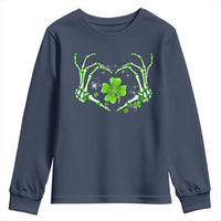 Skeleton Hand Heart Shamrock St Patricks Day Youth Sweatshirt