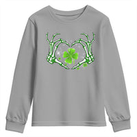 Skeleton Hand Heart Shamrock St Patricks Day Youth Sweatshirt