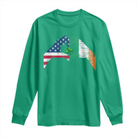 America Ireland Flag Long Sleeve Shirt Lucky Shamrock Vintage American Irish Roots