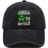St Patricks Day Birthday Washed Cotton Baseball Cap Born On Saint Paddys Irish Bday Gift