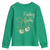Cherry 8 Ball Youth Sweatshirt Feeling Lucky Girl Syndrome Coquette St Patricks Day