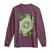 St. Patrick's Day Pub Long Sleeve Shirt Queen of Clubs Fun Green Pub