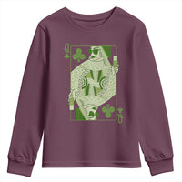 St. Patrick's Day Pub Youth Sweatshirt Queen of Clubs Fun Green Pub