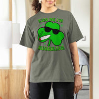 Funny St. Patrick's Day Marijuana T Shirt For Women Kiss Me I'm Highrish 420 High Irish Weed