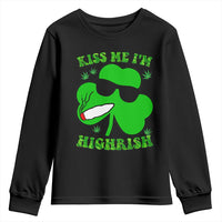 Funny St. Patrick's Day Marijuana Youth Sweatshirt Kiss Me I'm Highrish 420 High Irish Weed