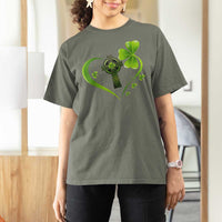 St Patricks Day T Shirt For Women Lucky Clover Irish Shamrock Celtic Cross