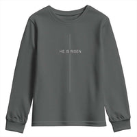 Easter Cross He Is Risen Youth Sweatshirt Cross Subtle Christian Minimal Religious Faith Jesus