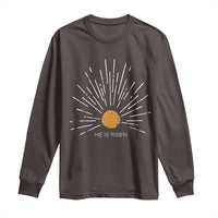 He Is Risen Long Sleeve Shirt Sunburst Vintage Jesus Religious Easter Day Christians