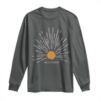 He Is Risen Long Sleeve Shirt Sunburst Vintage Jesus Religious Easter Day Christians