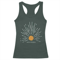 He Is Risen Racerback Tank Top Sunburst Vintage Jesus Religious Easter Day Christians