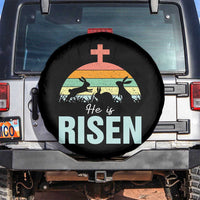 Retro He is Risen Spare Tire Cover Bunny Easter Cross Christian Religious Jesus Has Risen - Wonder Print Shop