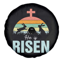 Retro He is Risen Spare Tire Cover Bunny Easter Cross Christian Religious Jesus Has Risen - Wonder Print Shop