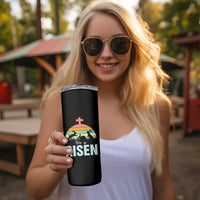 Retro He is Risen Skinny Tumbler Bunny Easter Cross Christian Religious Jesus Has Risen - Wonder Print Shop