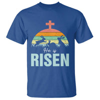 Retro He is Risen T Shirt Bunny Easter Cross Christian Religious Jesus Has Risen - Wonder Print Shop