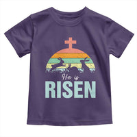 Retro He is Risen Toddler T Shirt Bunny Easter Cross Christian Religious Jesus Has Risen - Wonder Print Shop