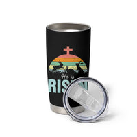 Retro He is Risen Tumbler Cup Bunny Easter Cross Christian Religious Jesus Has Risen - Wonder Print Shop