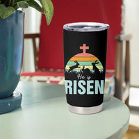 Retro He is Risen Tumbler Cup Bunny Easter Cross Christian Religious Jesus Has Risen - Wonder Print Shop