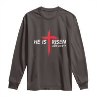 Jesus He Is Risen Long Sleeve Shirt Christian Cross Bible Verse Easter Day