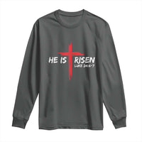 Jesus He Is Risen Long Sleeve Shirt Christian Cross Bible Verse Easter Day