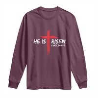 Jesus He Is Risen Long Sleeve Shirt Christian Cross Bible Verse Easter Day