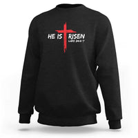 Jesus He Is Risen Sweatshirt Christian Cross Bible Verse Easter Day