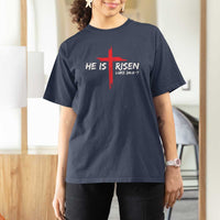 Jesus He Is Risen T Shirt For Women Christian Cross Bible Verse Easter Day