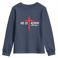 Jesus He Is Risen Youth Sweatshirt Christian Cross Bible Verse Easter Day