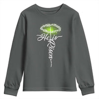 He Is Risen Youth Sweatshirt Cross Jesus Religious Easter