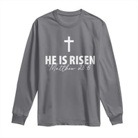 He Is Risen Long Sleeve Shirt Cross Christian Minimal Religious Easter Day
