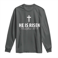 He Is Risen Long Sleeve Shirt Cross Christian Minimal Religious Easter Day