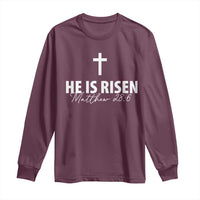 He Is Risen Long Sleeve Shirt Cross Christian Minimal Religious Easter Day