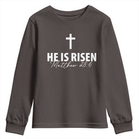 He Is Risen Youth Sweatshirt Cross Christian Minimal Religious Easter Day