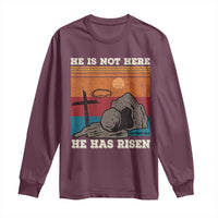 Jesus He is Risen Long Sleeve Shirt Matthew 28:6 Vintage Christian Easter