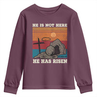 Jesus He is Risen Youth Sweatshirt Matthew 28:6 Vintage Christian Easter
