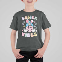 Groovy Easter Vibes T Shirt For Kid Retro Bunny Smile Eggs - Wonder Print Shop