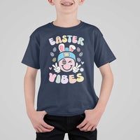 Groovy Easter Vibes T Shirt For Kid Retro Bunny Smile Eggs - Wonder Print Shop