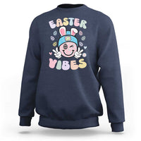 Groovy Easter Vibes Sweatshirt Retro Bunny Smile Eggs - Wonder Print Shop