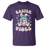 Groovy Easter Vibes T Shirt Retro Bunny Smile Eggs - Wonder Print Shop