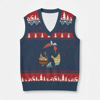 Bigfoot Easter V-Neck Knit Sweater Vest Bunny Sasquatch Eggs Retro - Wonder Print Shop