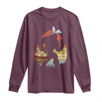 Bigfoot Easter Long Sleeve Shirt Bunny Sasquatch Eggs Retro - Wonder Print Shop