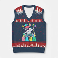 Bruh Easter V-Neck Knit Sweater Vest Funny Bunny Dab Rabbit Dance - Wonder Print Shop