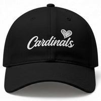 Cardinal Lovers Baseball Cap Vintage Script Heart Graphic