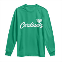 Cardinal Lovers Long Sleeve Shirt Vintage Script Heart Graphic