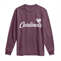 Cardinal Lovers Long Sleeve Shirt Vintage Script Heart Graphic