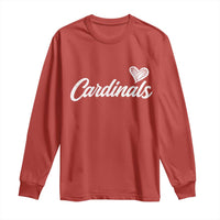 Cardinal Lovers Long Sleeve Shirt Vintage Script Heart Graphic